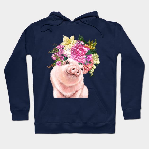 Lovely Baby Pig with Flower Crowns Hoodie by bignosework